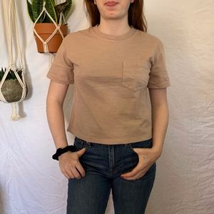 MADEWELL pink crop pocket tee